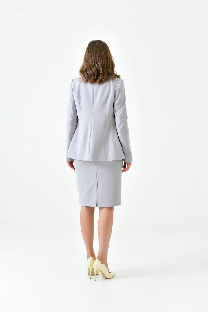 NDL Women Women's Suit with Snap Button Skirt Gray - Airdrie