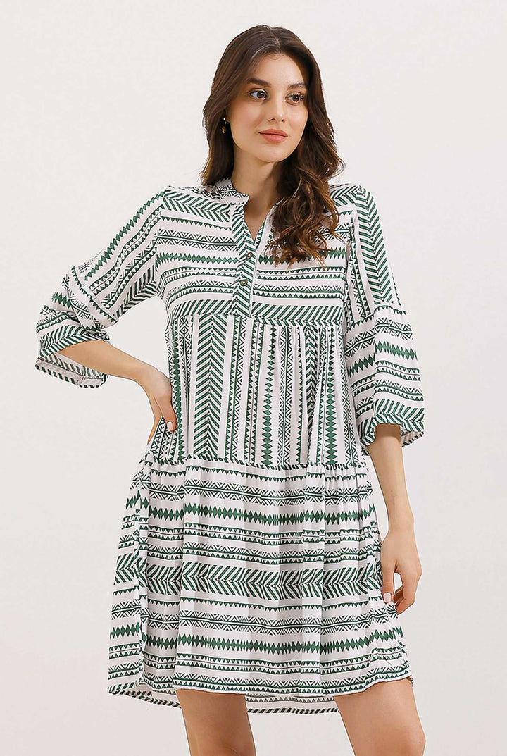 BGD Women ETHNIC PATTERN DRESS - Khaki - Yuma