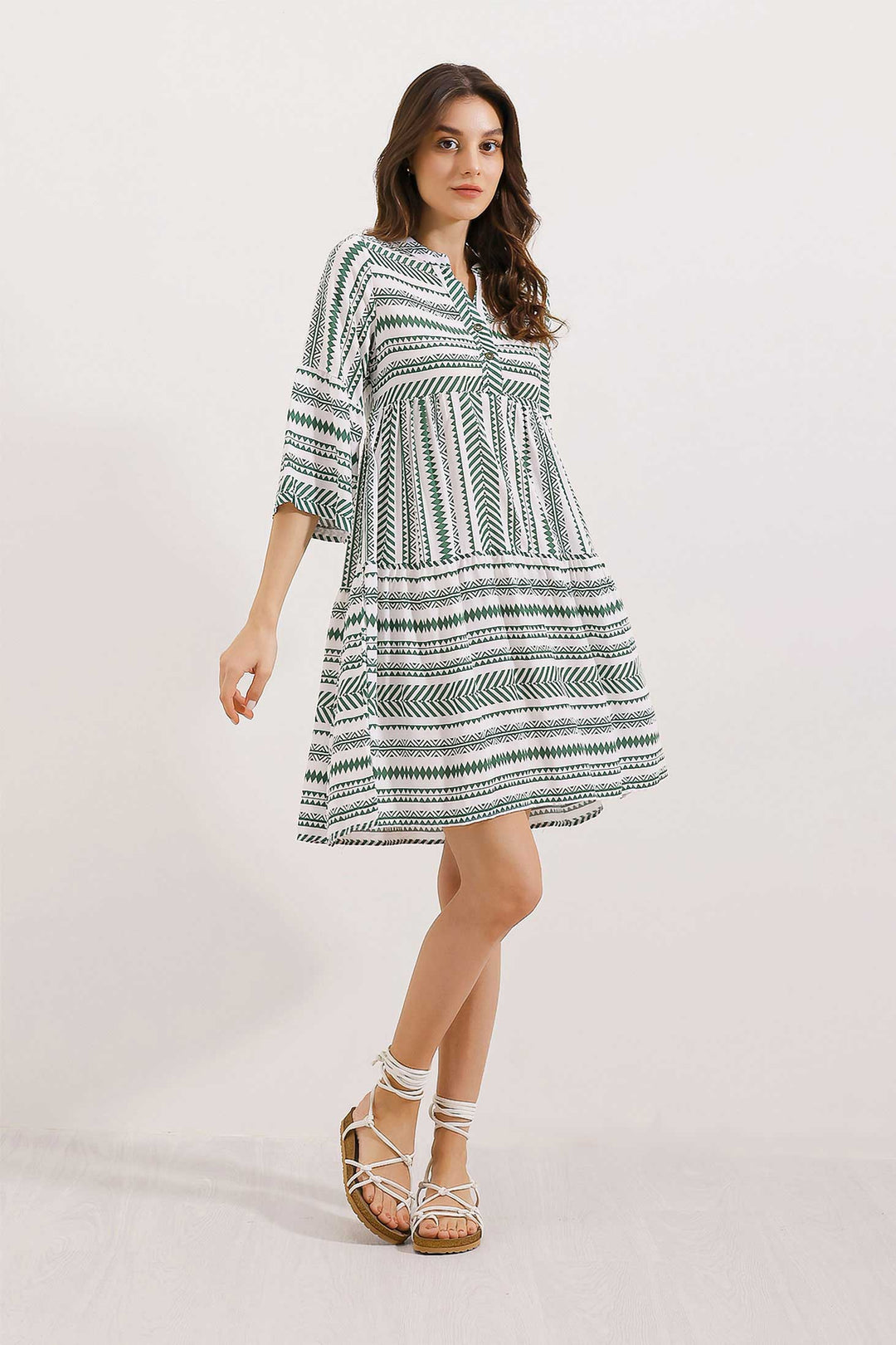 BGD Women ETHNIC PATTERN DRESS - Khaki - Yuma