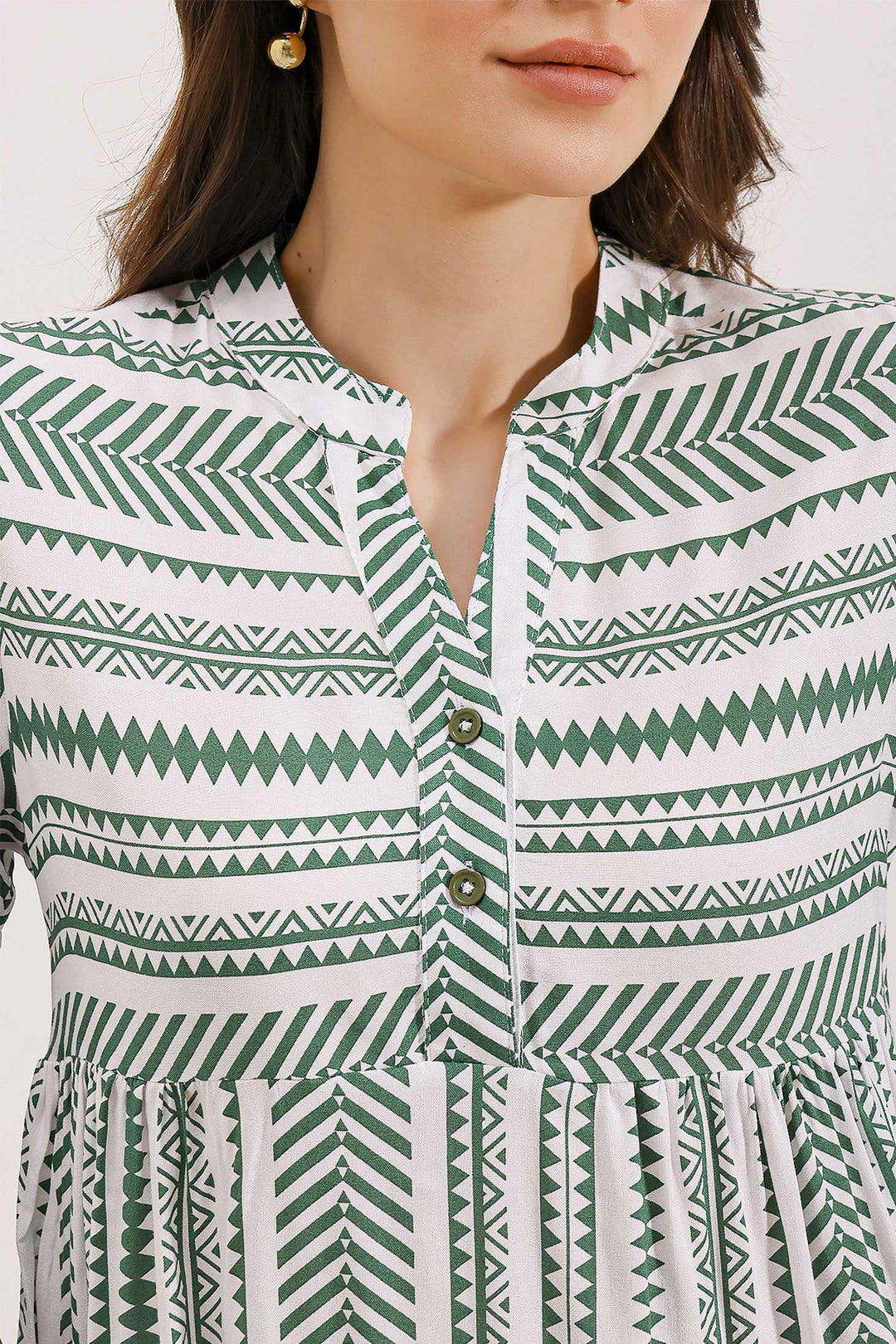 BGD Women ETHNIC PATTERN DRESS - Khaki - Yuma
