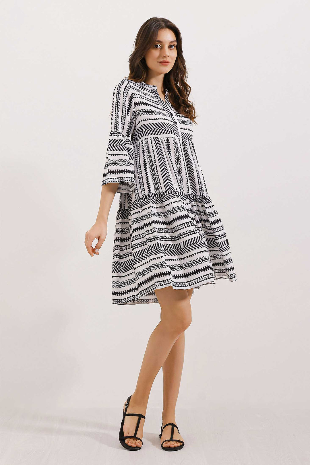 BGD Women ETHNIC PATTERN DRESS - Black - King’s Lynn