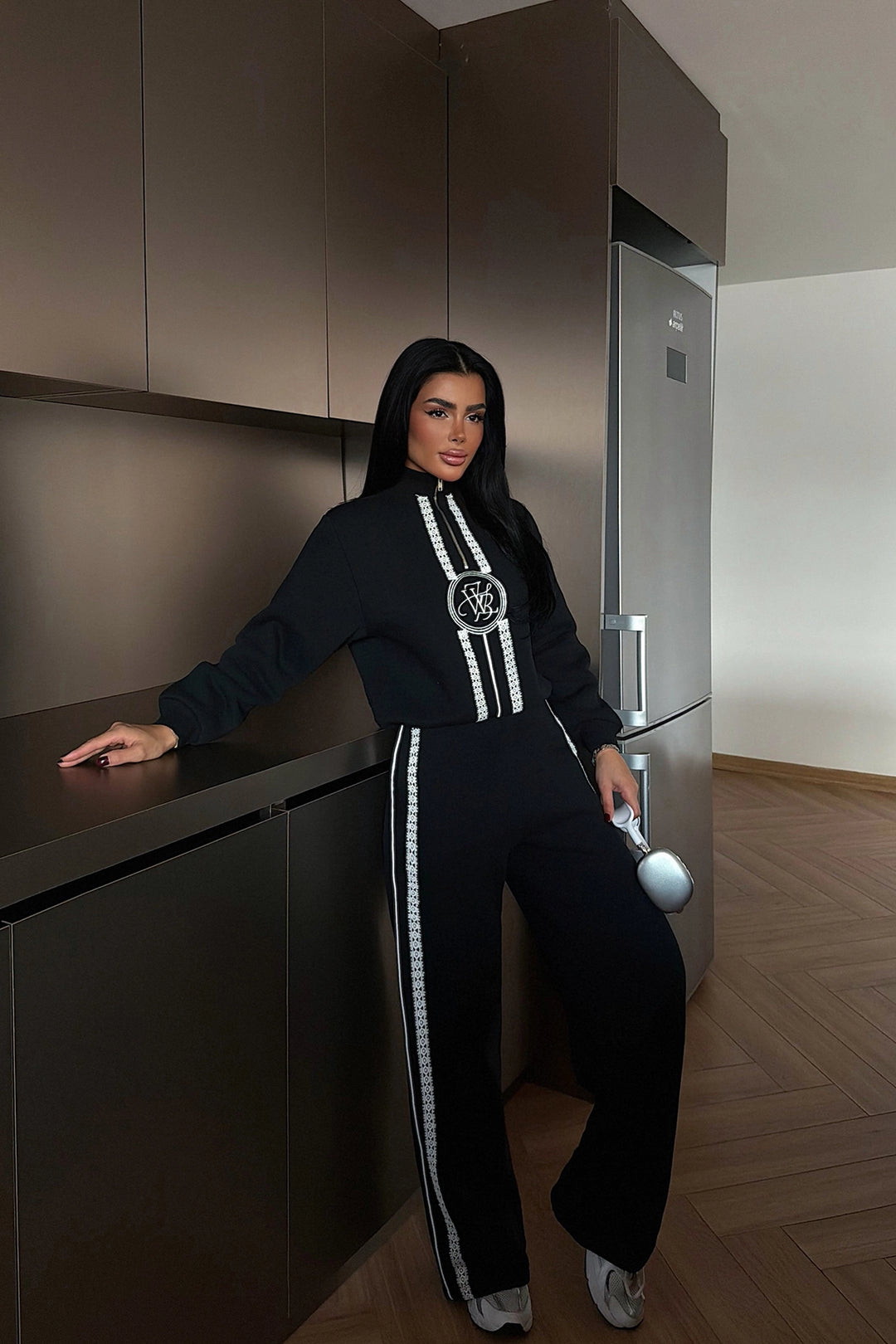 EYY Women Siyah Margo Dantel Detaylı Eşofman Takımı - Tezoyuca