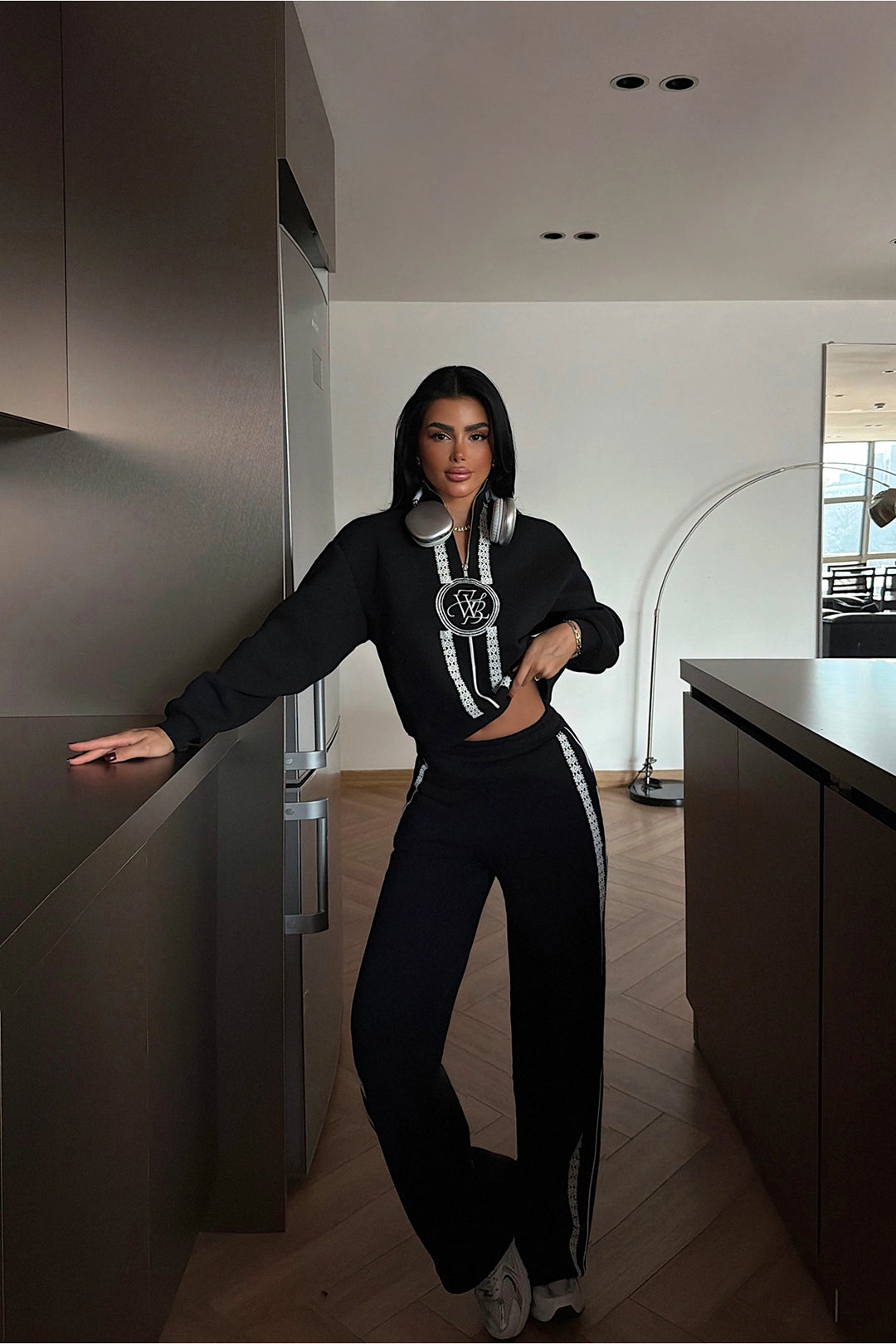 EYY Women Siyah Margo Dantel Detaylı Eşofman Takımı - Tezoyuca