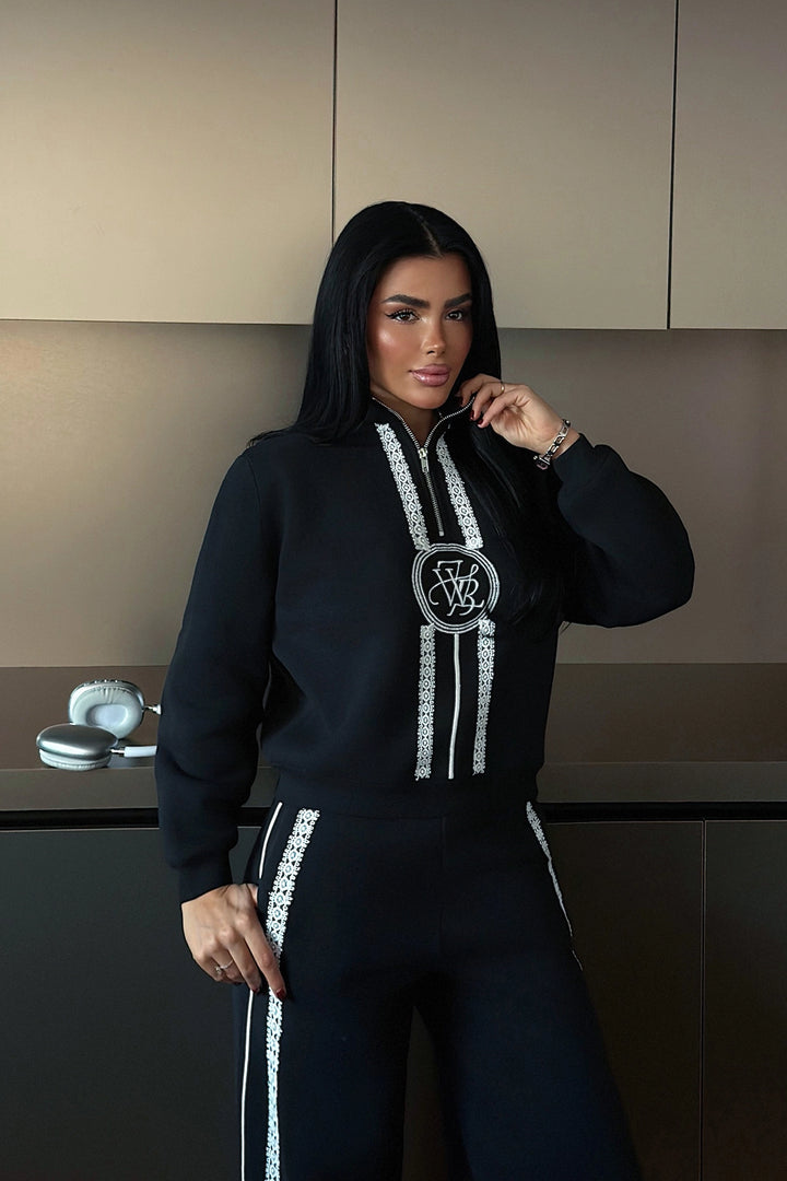 EYY Women Siyah Margo Dantel Detaylı Eşofman Takımı - Tezoyuca