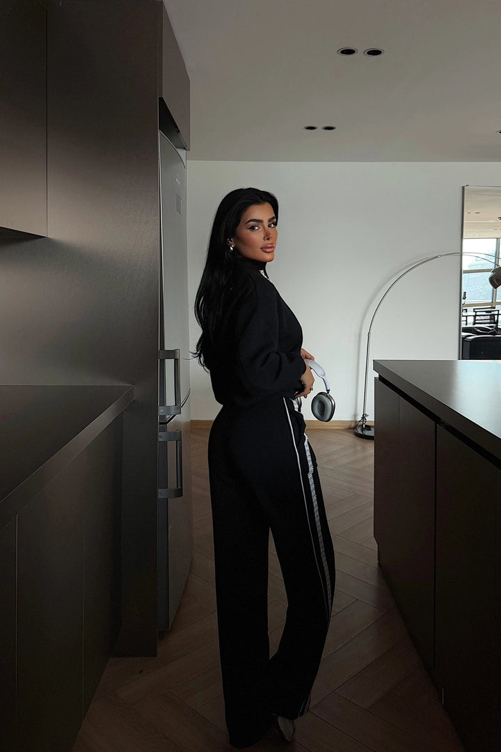 EYY Women Siyah Margo Dantel Detaylı Eşofman Takımı - Tezoyuca