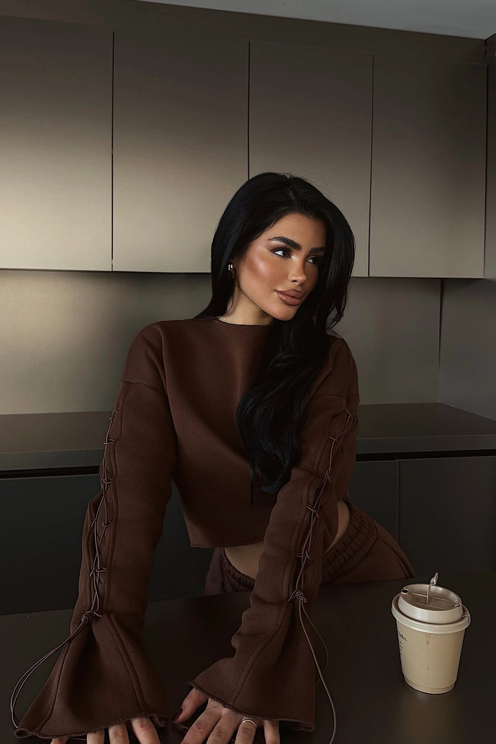 EYY Women Brown Stitched Detail Suit - Reading