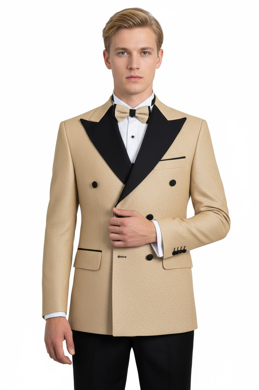 Rili25 - Gold Double-Breasted Men’s Tuxedo Suit – Madrid