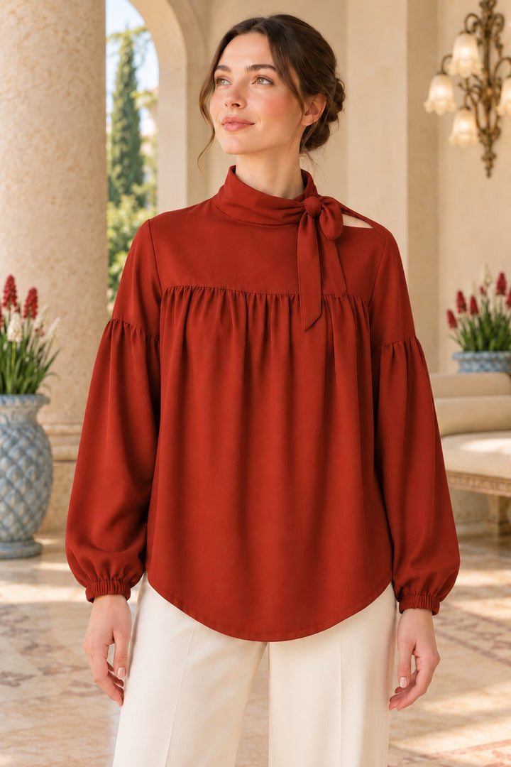 XLJ Scarf Collar Gathered Shirt 6401 - North Bergen
