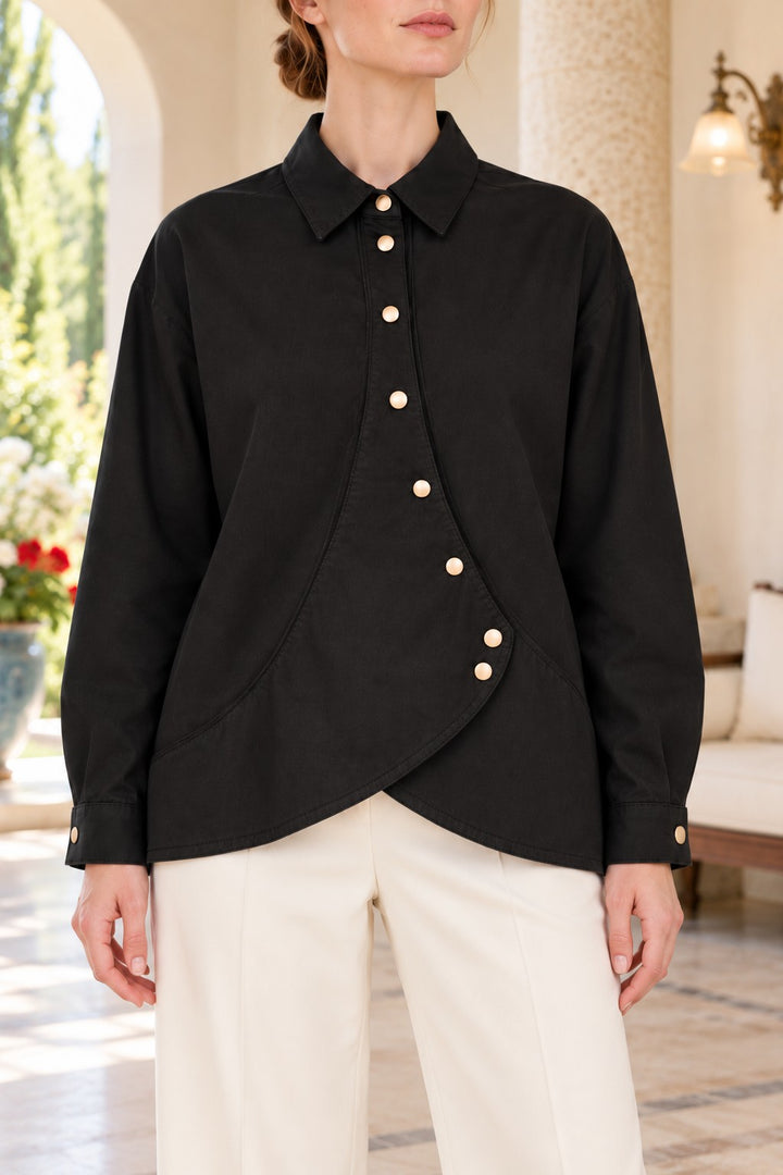 XLJ Lace Detail Buttoned Shirt 6342 - Alhambra