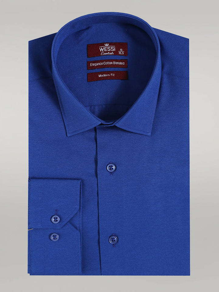 WSS Plain Long Sleeves Indigo Blue Men Shirt  - Singen