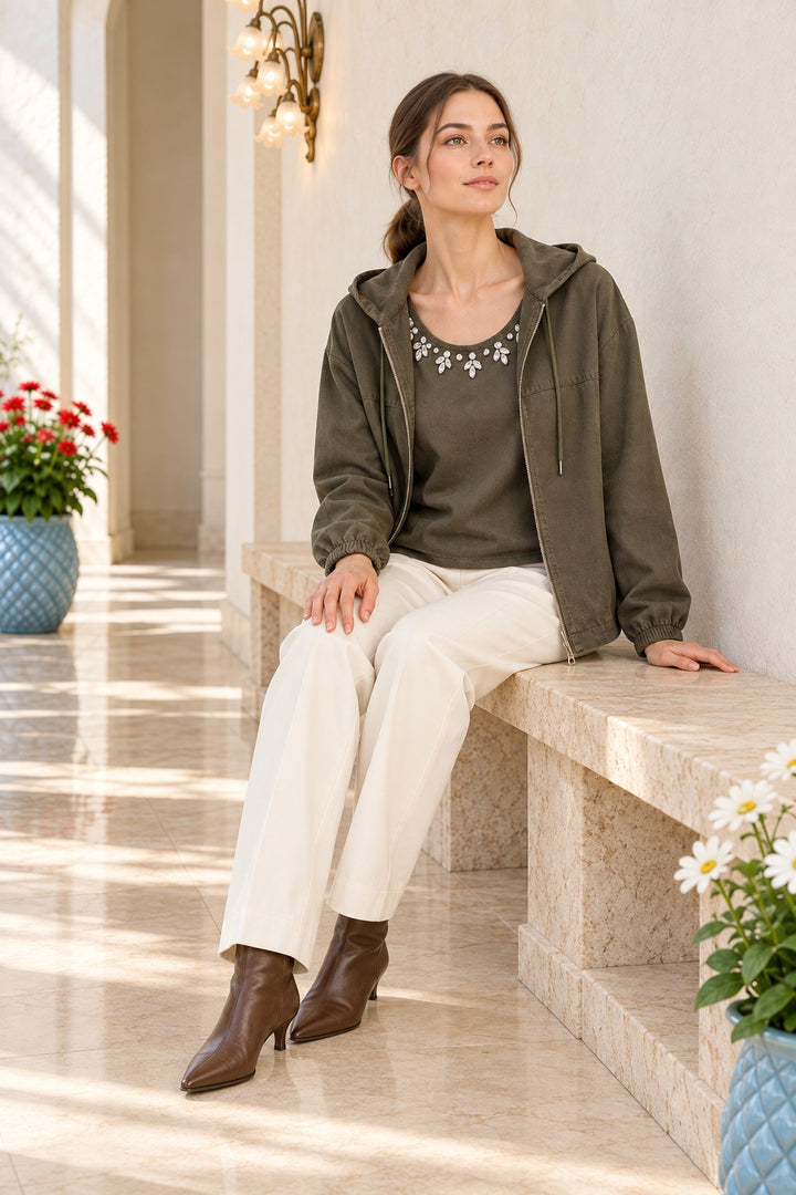 XLJ Hooded Cardigan with Integrated Undershirt 6392 - Bagnolet