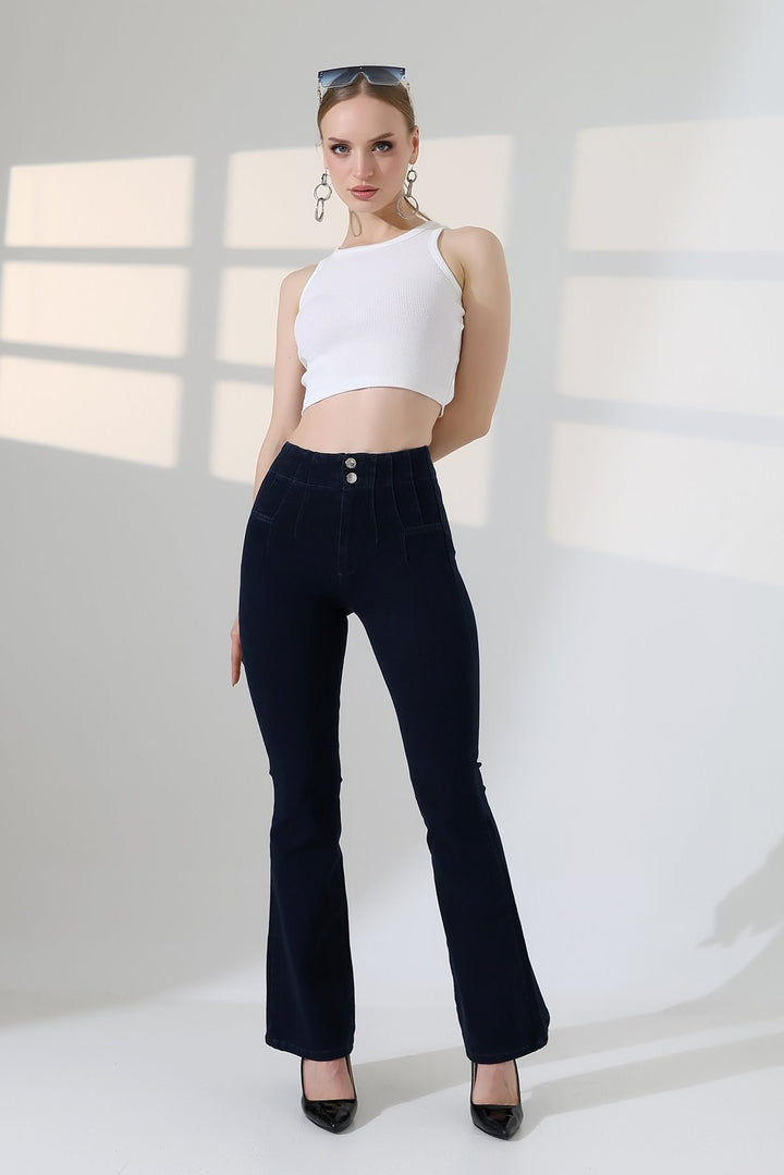 XLJ Flared Jeans with Darts on Front Waist 7021 - Rossano