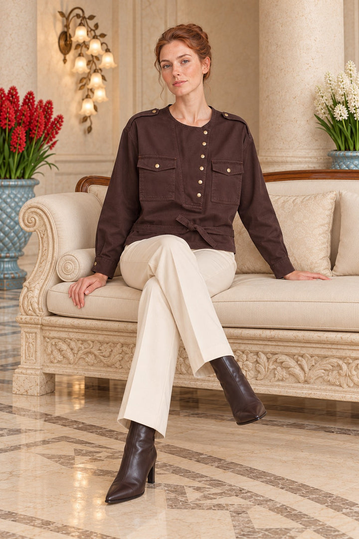 XLJ Shirt with Snap Button Collar and Belt 6379 - Chalándri