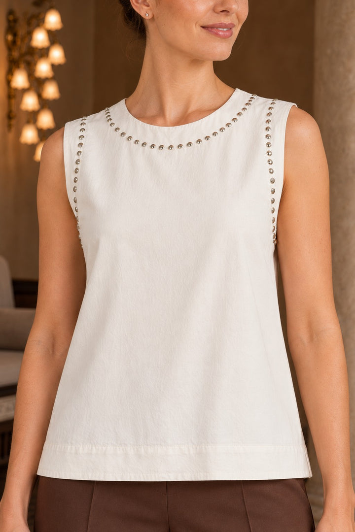XLJ Sleeveless Blouse with Stud Detail HS431 - San Pedro Garza García