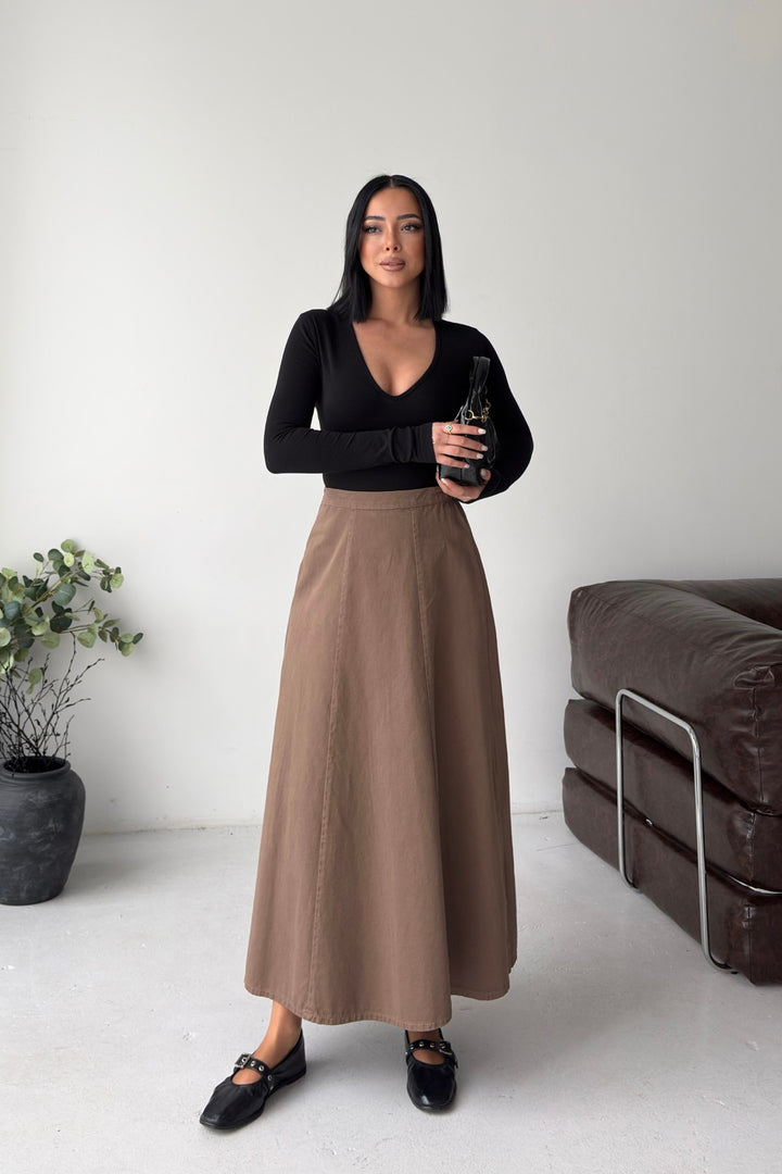 XLJ Ruffled Long Skirt with Elasticated Waist 1063 - Monterey Park