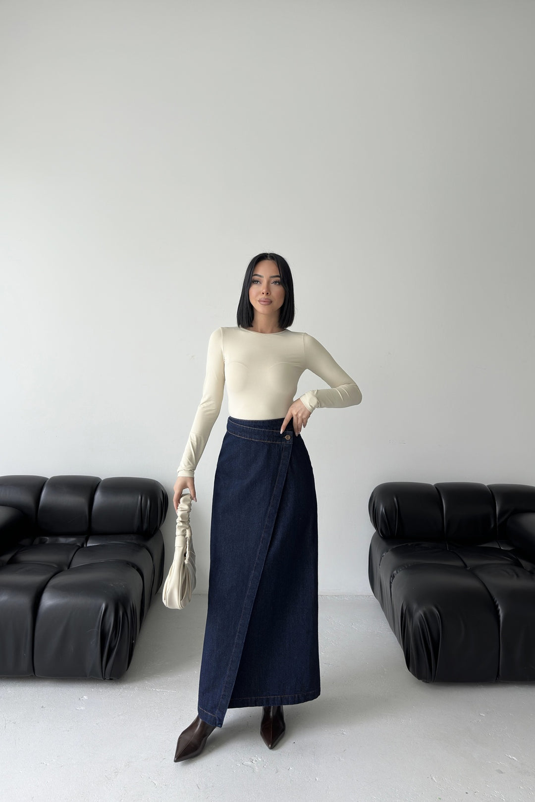 XLJ Long Denim Skirt with Flap - San Felíu de Llobregat