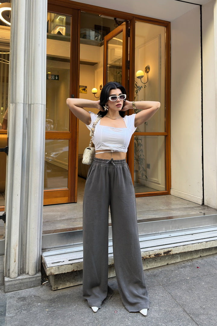 XLJ Elasticated Palazzo Trousers - Faro
