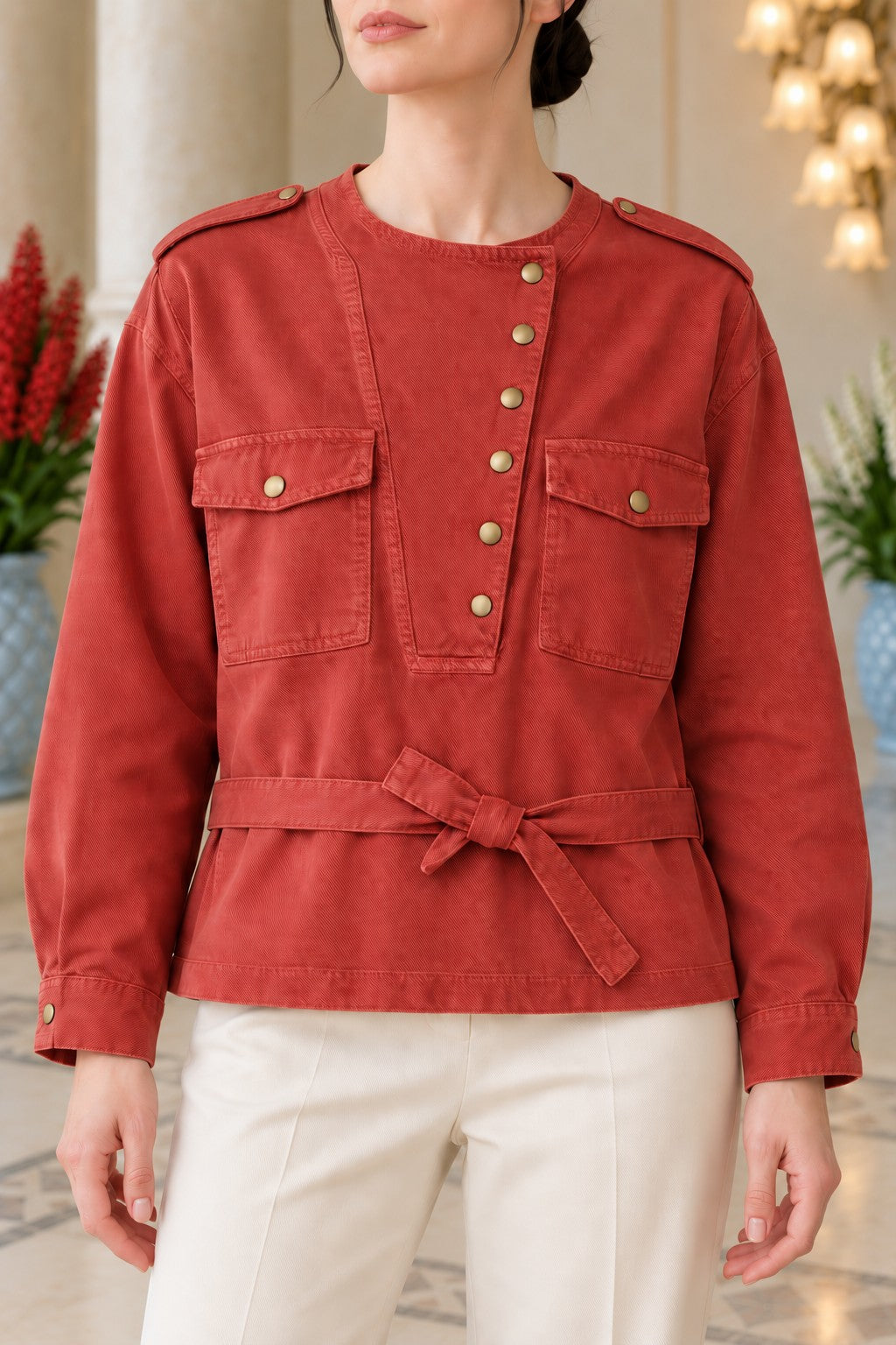 XLJ Shirt with Snap Button Collar and Belt 6379 - Chemnitz