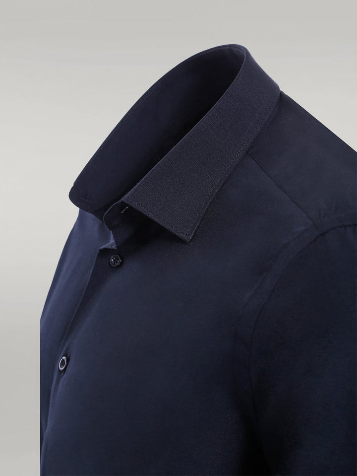 WSS Plain Long Sleeves Regular Fit Navy Blue Men Shirt  - Singen