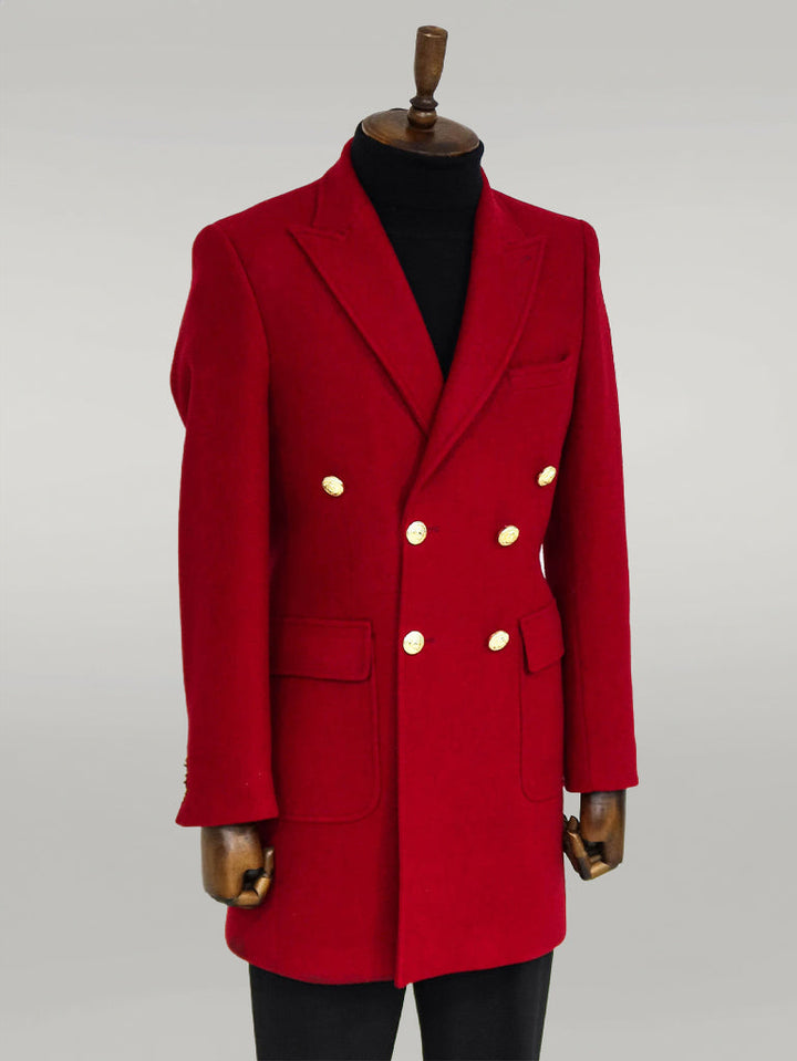 WSS Metal Buttoned Double Breasted Burgundy Men Coat  - Singen