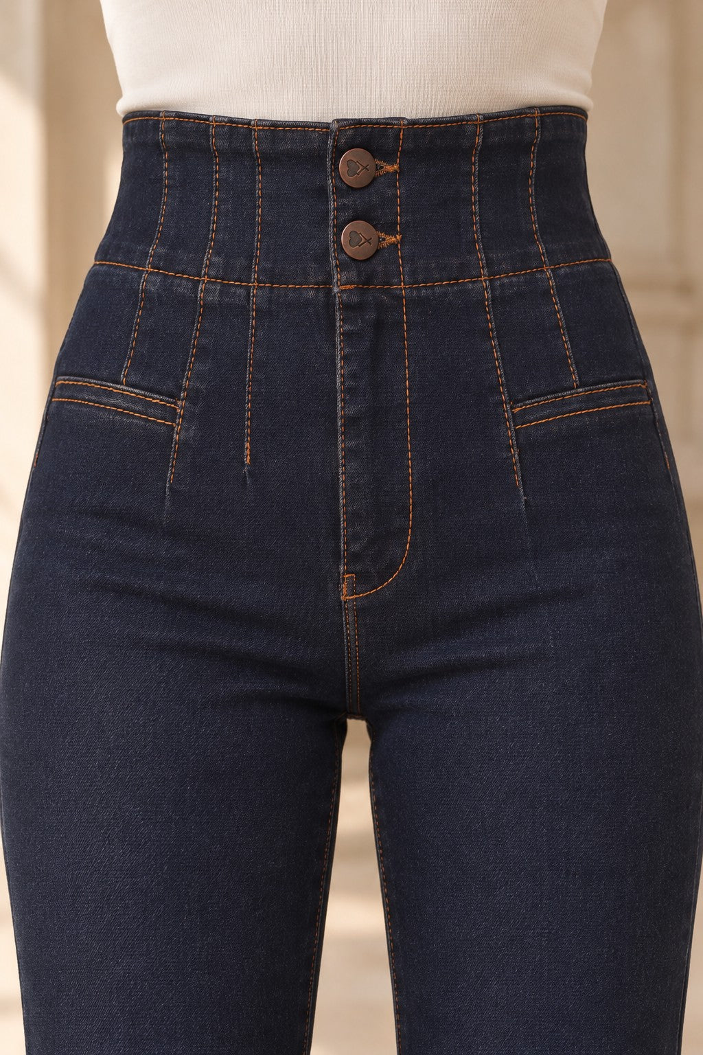 XLJ Flared Jeans with Darts on Front Waist 7021 - Hatfield