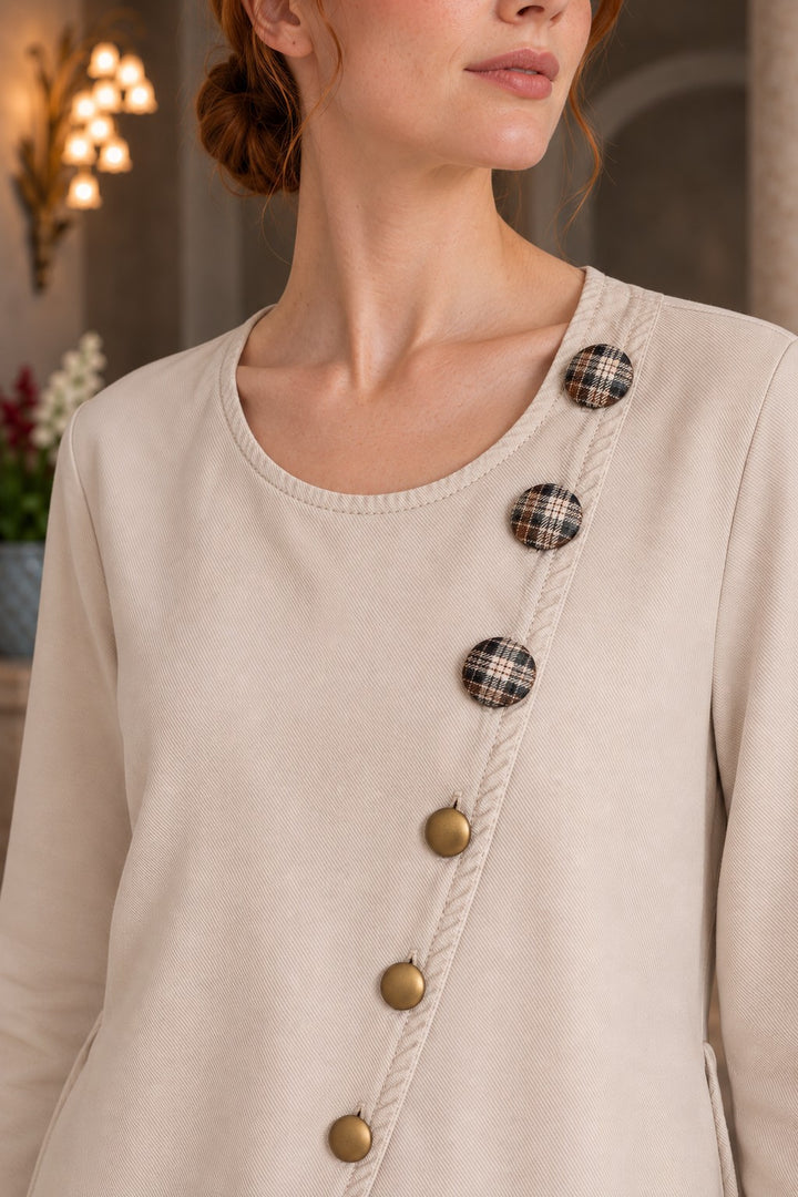 XLJ Asymmetric Button-Down Shirt 6403 - Marsala