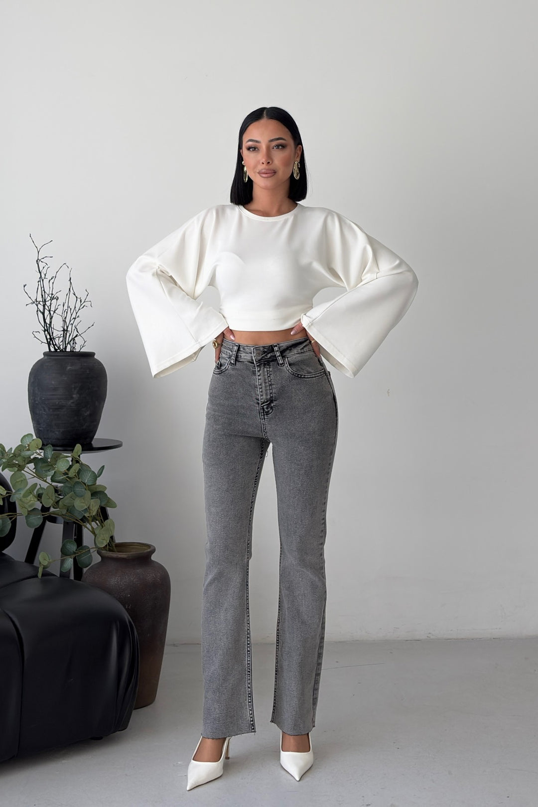 XLJ High Waist Mom Fit Jean with Flared Leg and Fringe Ending 1706 - Dubuque