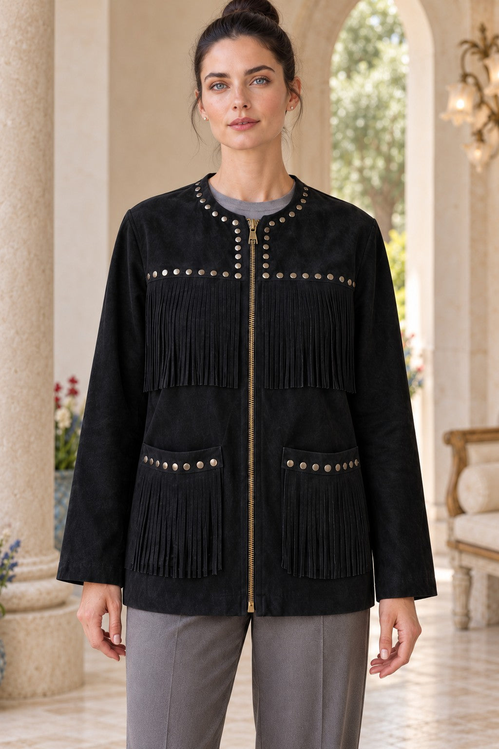 XLJ Tasseled Drop Suede Jacket 6317 - The Villages