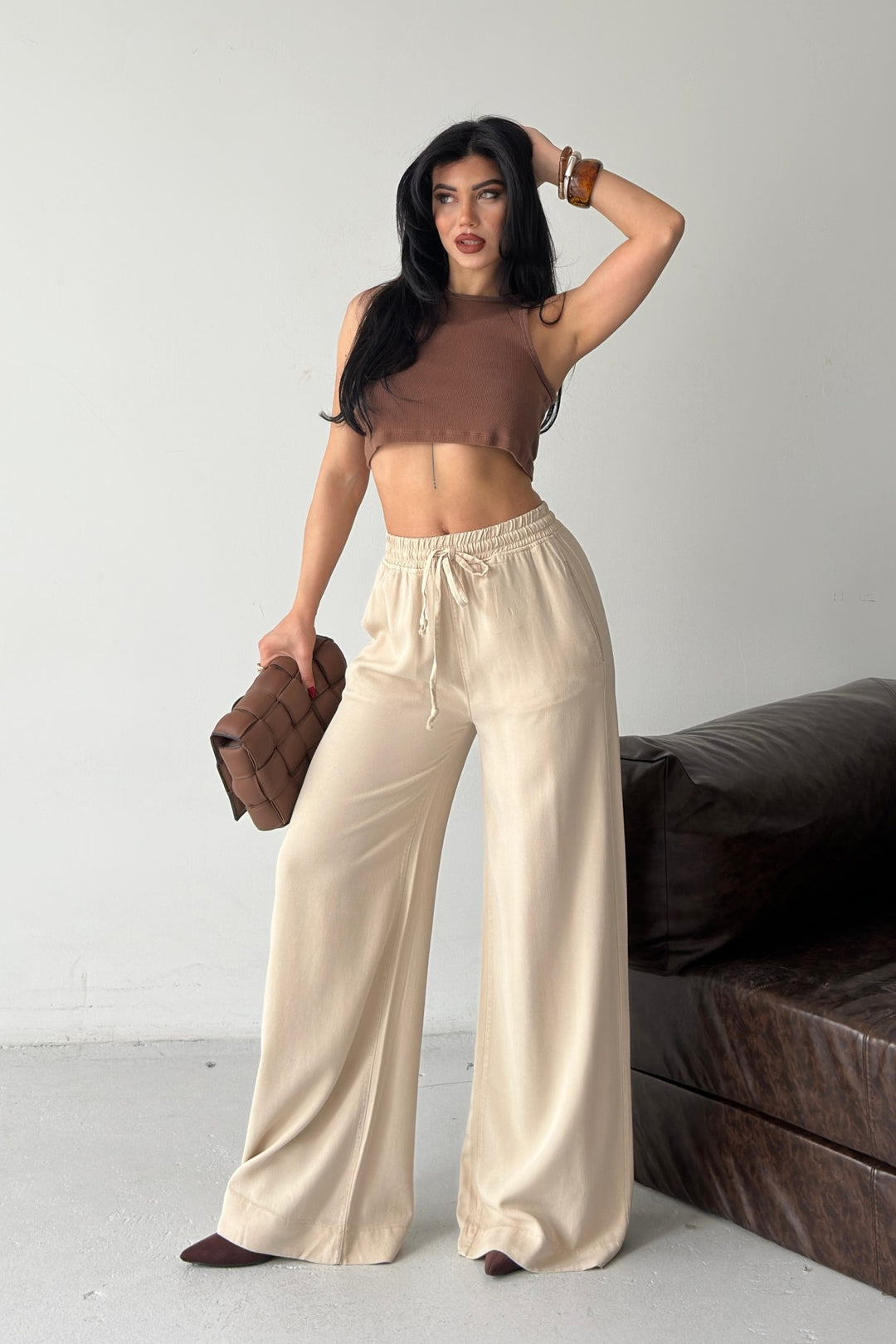 XLJ Elasticated Palazzo Trousers - Upper Darby