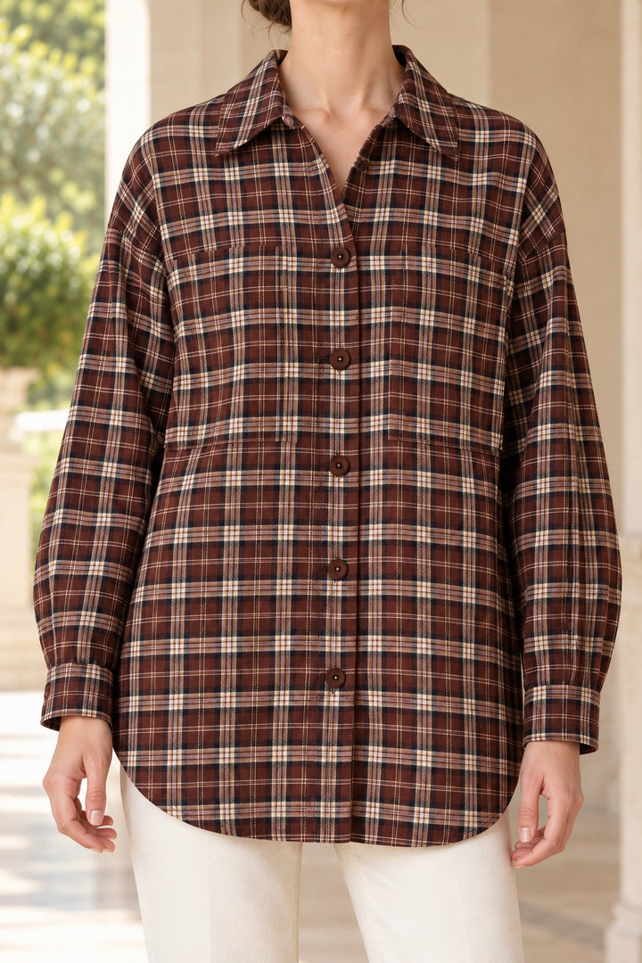 XLJ Plaid Oversize Shirt 6465 - Miercurea-Ciuc
