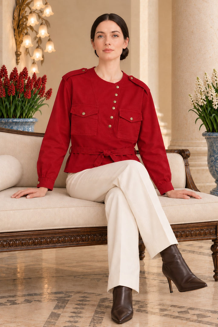 XLJ Shirt with Snap Button Collar and Belt 6379 - Germantown
