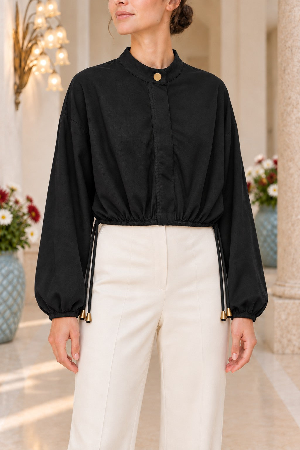 XLJ Crop Shirt with Drawstring Waist 6388 - Reggio di Calabria