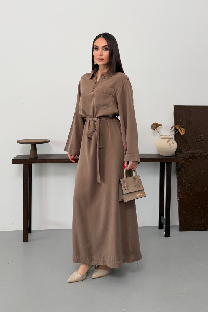 XLJ Belted Long Denim Dress - Rovereto