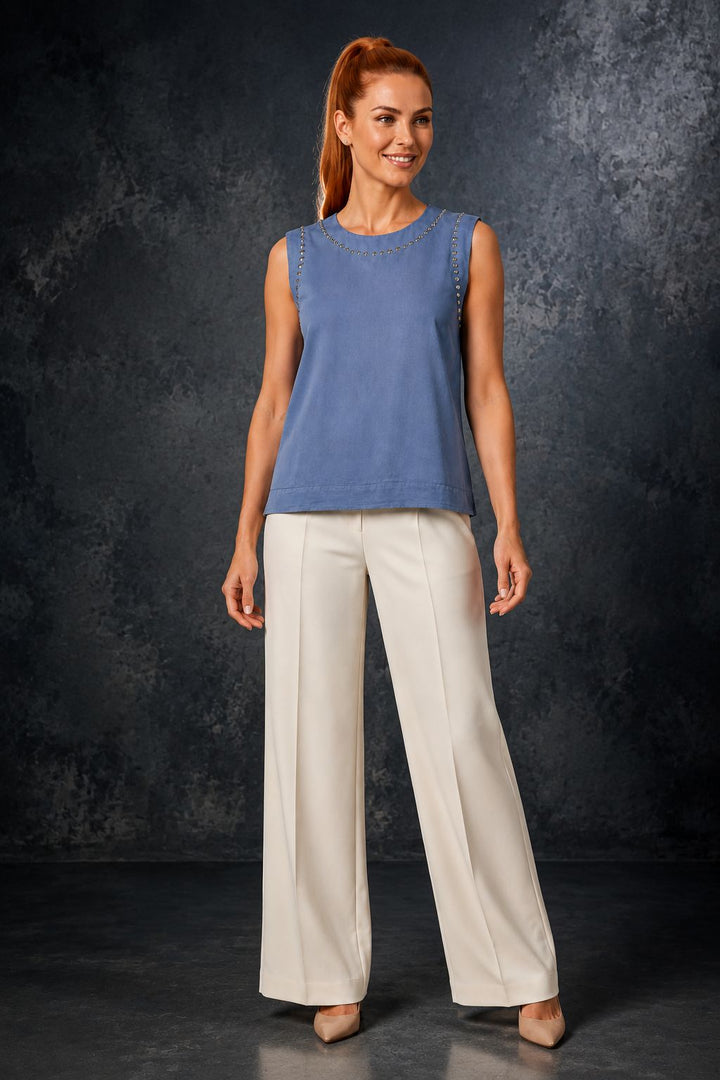XLJ Sleeveless Blouse with Stud Detail HS431 - Sfântu-Gheorghe