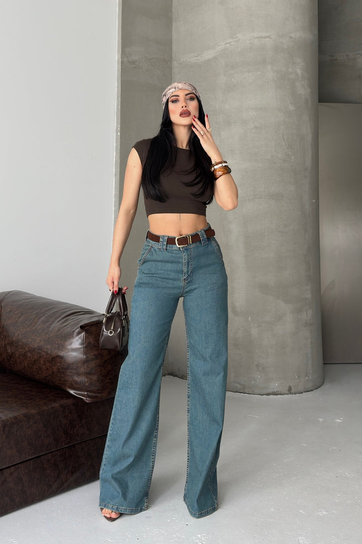 XLJ Palazzo Jeans with Dart Details 7093 - Isla