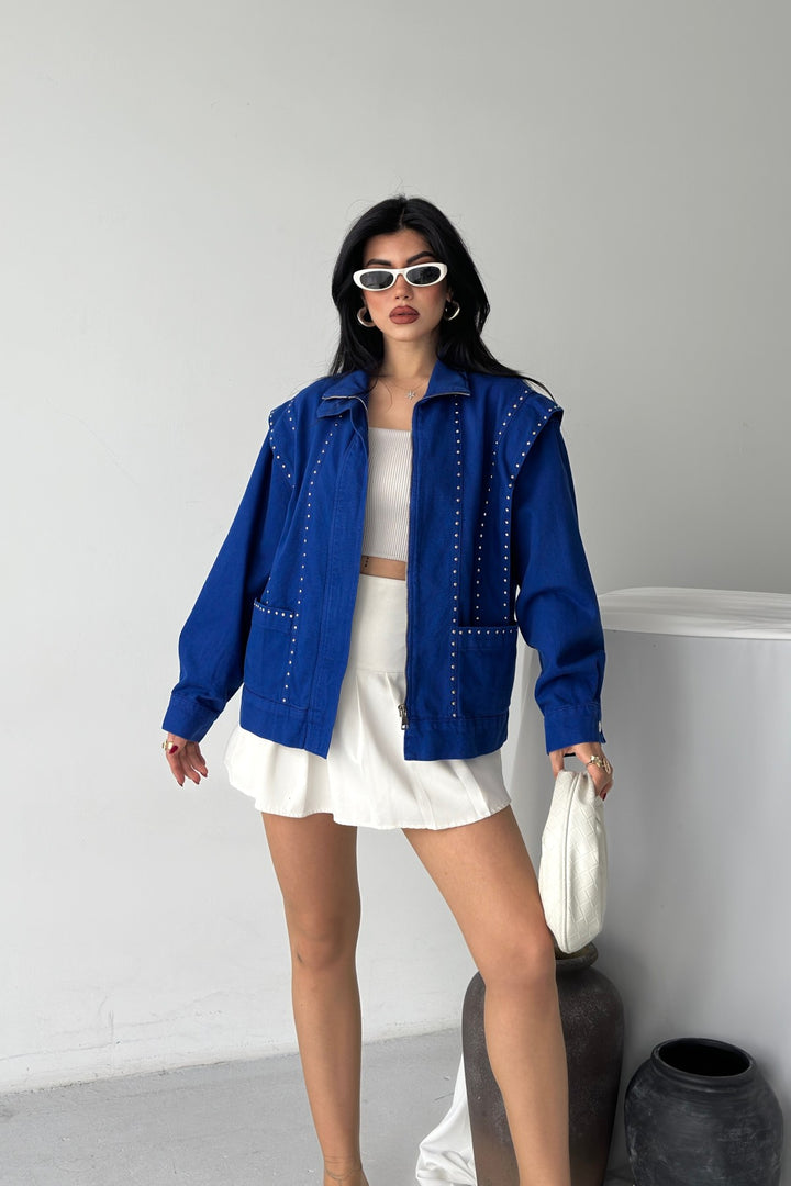 XLJ Denim Jacket with Stud Details - Lodi