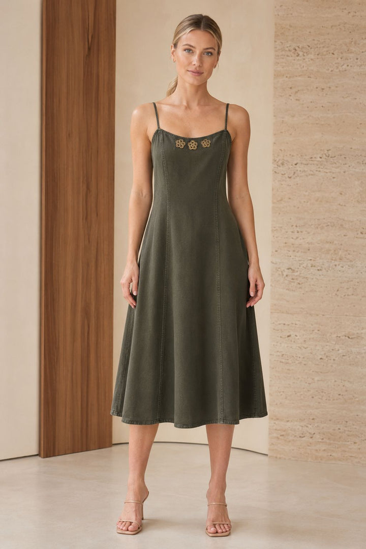XLJ Elevator Strap Linen Dress HS3107 - Port Coquitlam