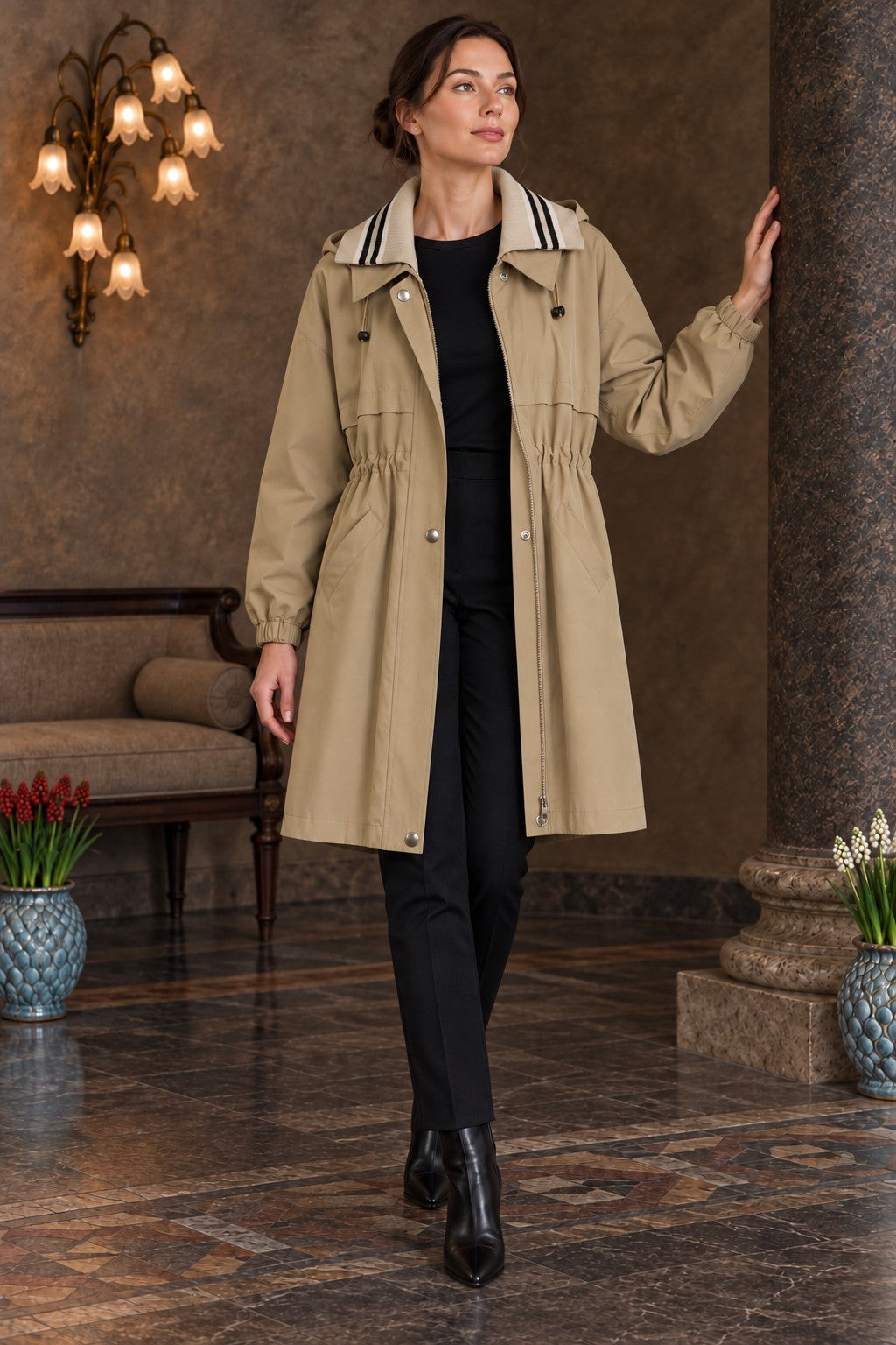XLJ Knitted Detail Hooded Raincoat 6301 - Sahuayo de Morelos