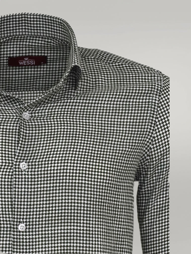WSS Houndstooth Pattern Green Men Shirt  - Singen
