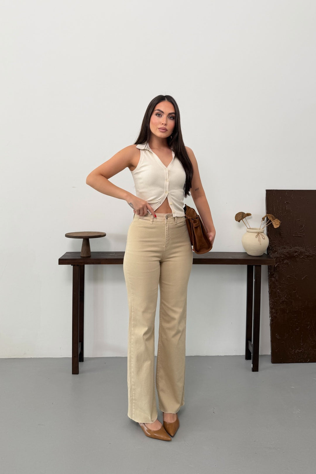 XLJ Wide Leg Palazzo Relaxed Jean with Decorative Front Pockets 1710 - Courbevoic