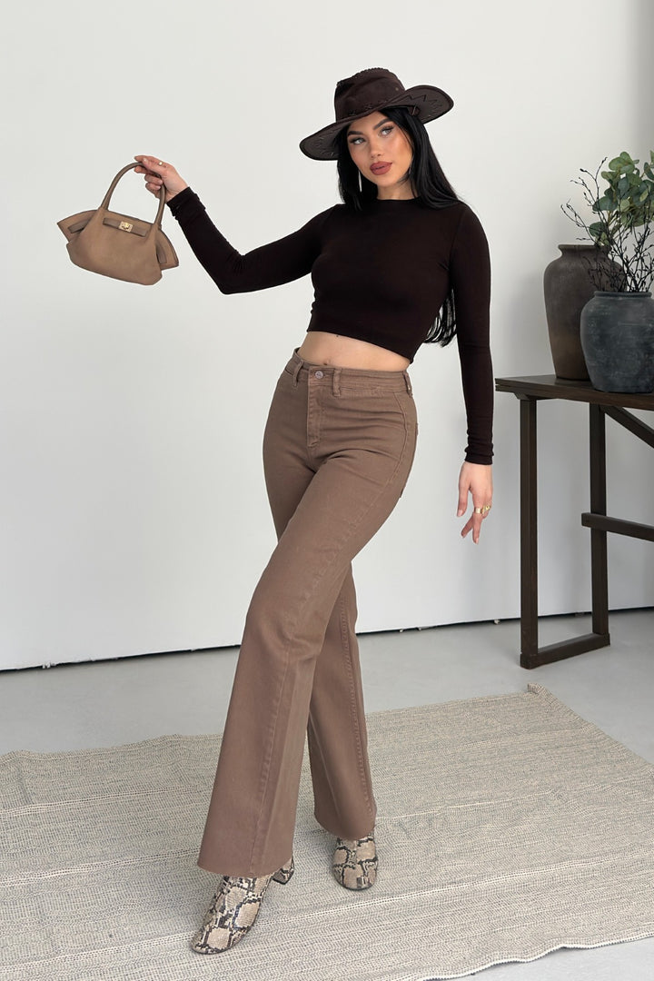 XLJ Wide Leg Palazzo Relaxed Jean with Decorative Front Pockets 1710 - Porto