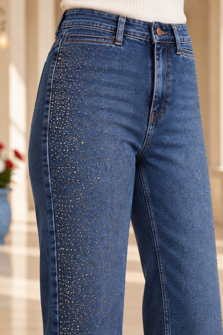 XLJ Relaxed Trousers with Stone Embellished Decorative Pockets - Jackson
