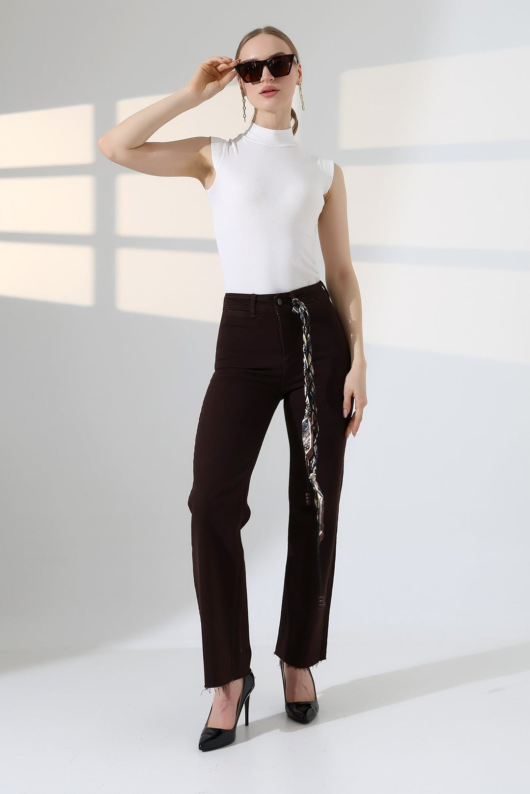 XLJ Wide Leg Palazzo Relaxed Jean with Decorative Front Pockets 1710 - Sale
