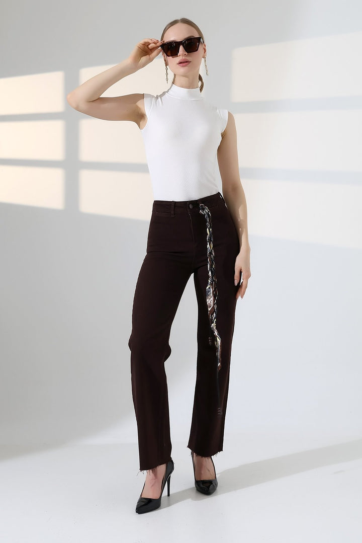 XLJ Wide Leg Palazzo Relaxed Jean with Decorative Front Pockets 1710 - Sale