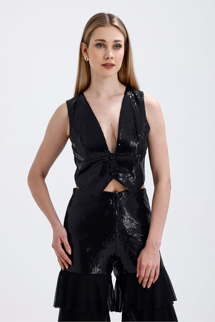 SNS Black Lined Pulpayet Vest with Sense - Foggia