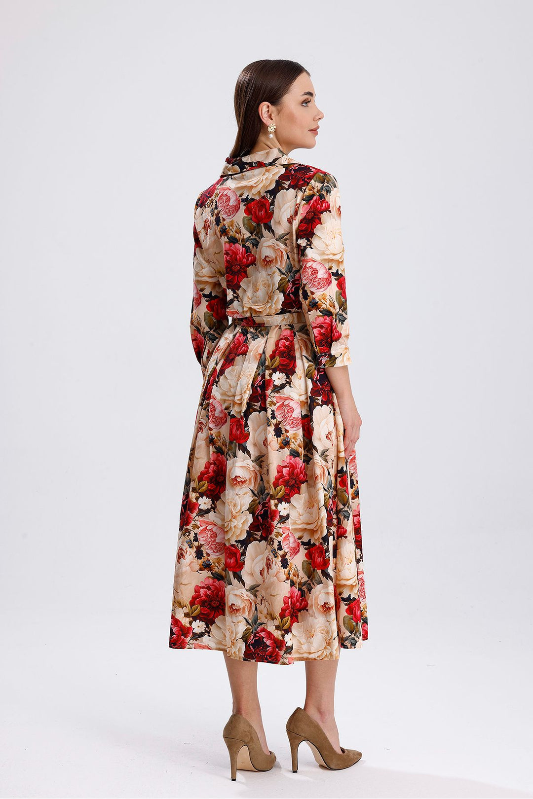 SNS Sense Big Rose Front Buttoned Big Rose Long Dress - Faenza