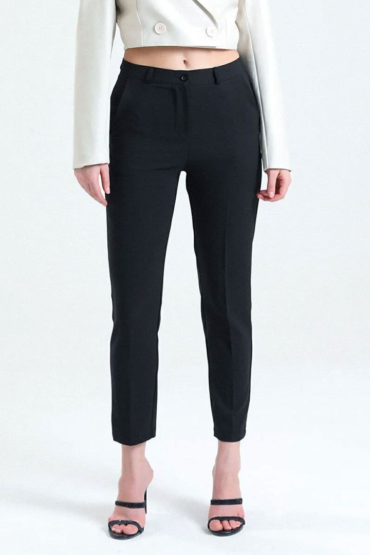 SNS Sense Black Cigarette 18 cm Narrow Leg Woven Trousers - Palmdale