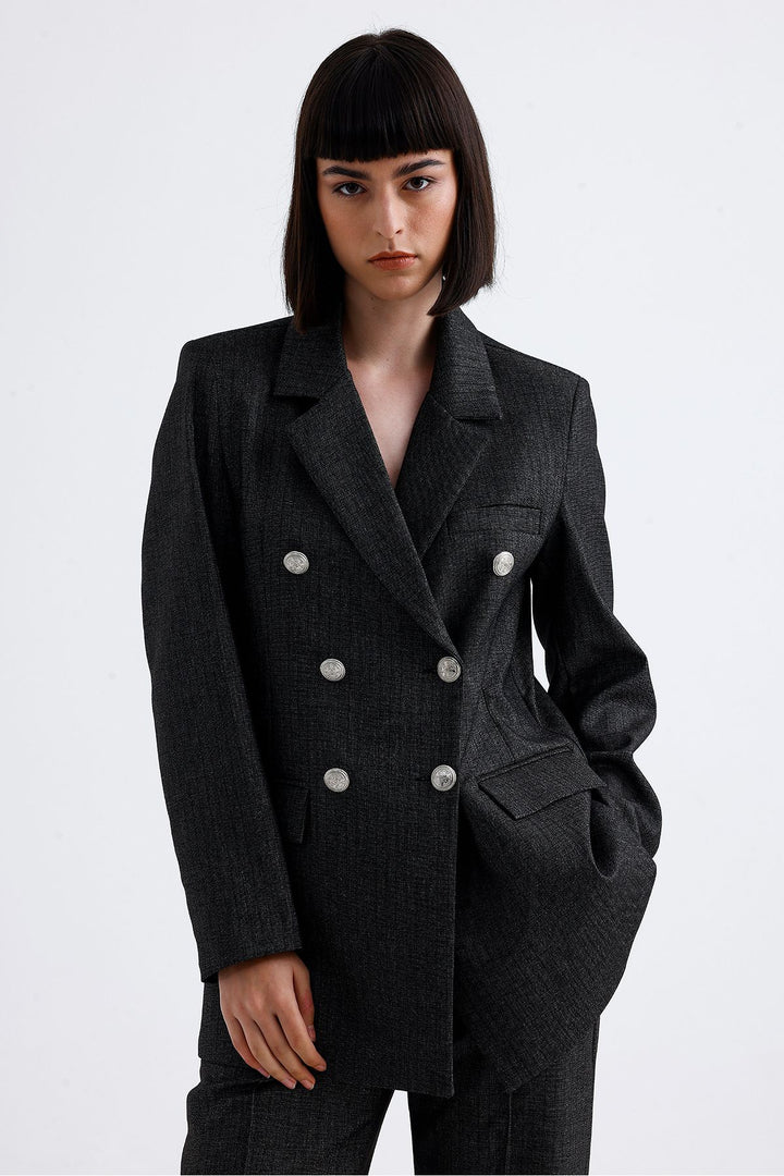 SNS Sense Anthracite Lined Double-Breasted Seasonal Women's Jacket - Hardenberg
