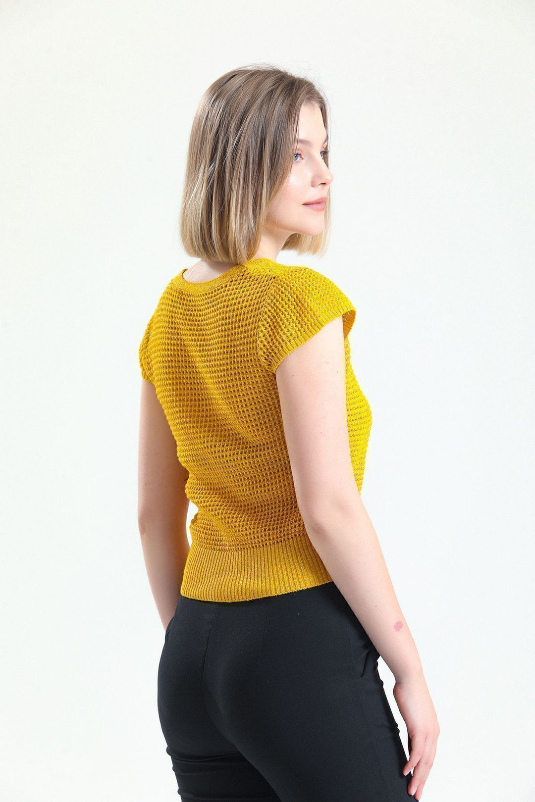 SNS Sense Gold V-Neck Buttoned Vest with Openwork - Campbell