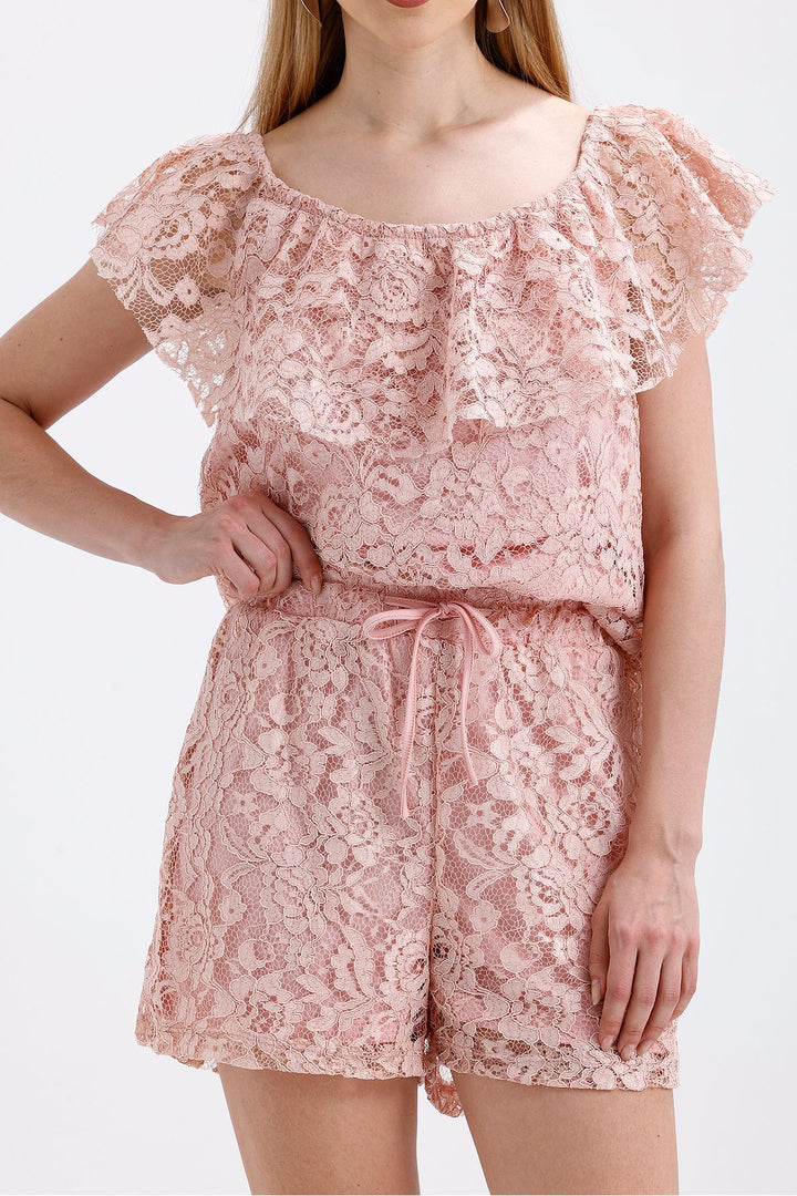 SNS Sense Powdered Lace Shorts and Blouse Set - Iormughanlo